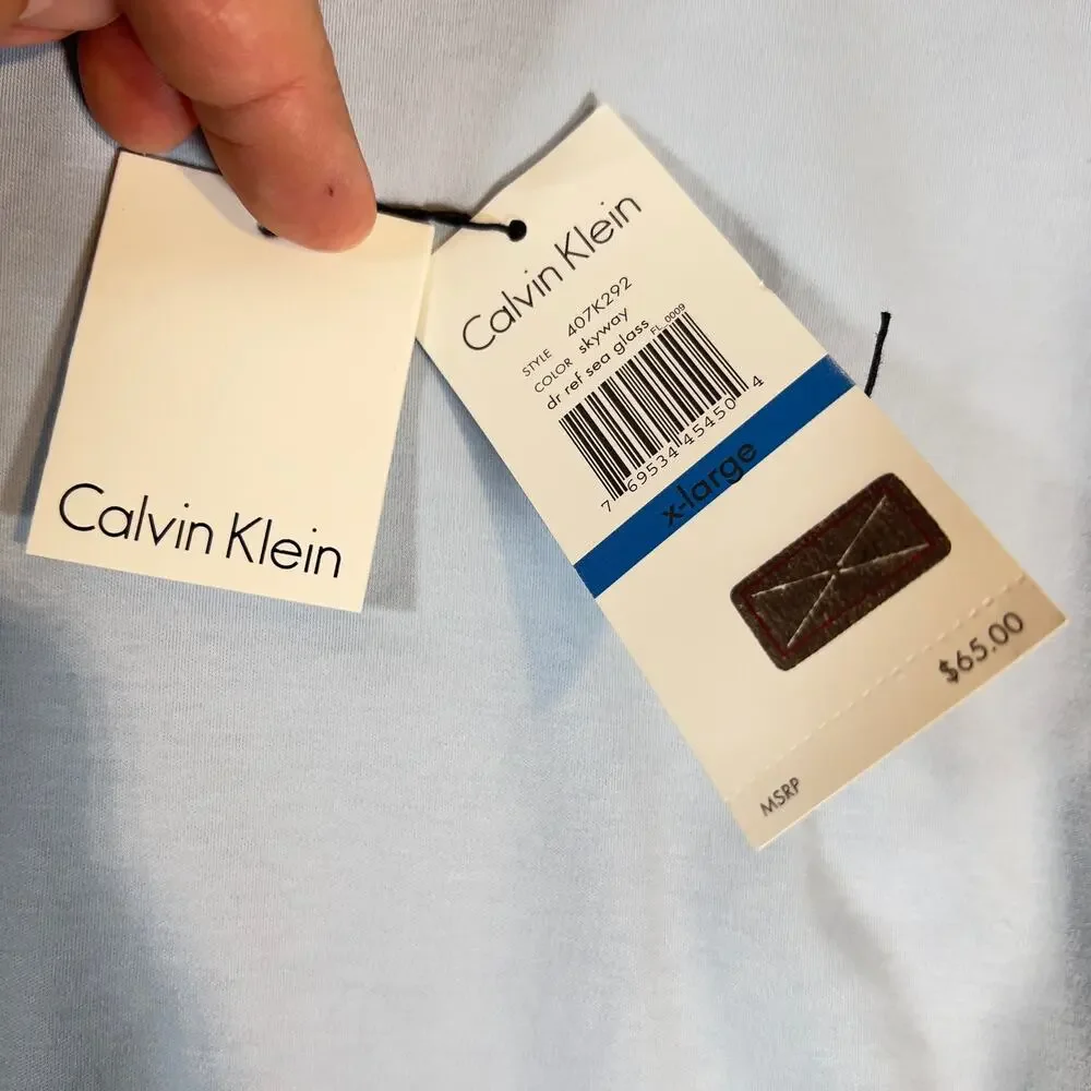 Calvin Klein Polo Shirt Men's XL Blue Colorblock Short Sleeve SOFT Cotton Resort